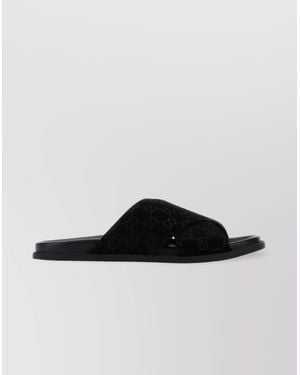 Gucci Suede Open Toe Slippers - Black