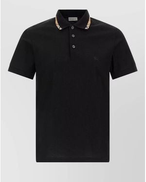 Burberry Eddie Polo Shirt Contrasting Collar Short Sleeves - Black