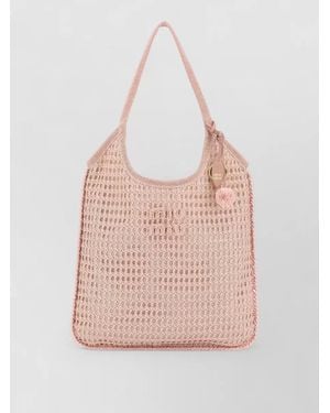 Miu Miu Crochet Ivy Shopping Bag Tassel Detail - Pink