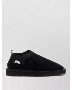 Suicoke Low Top Suede Slippers Rubber Sole - Black