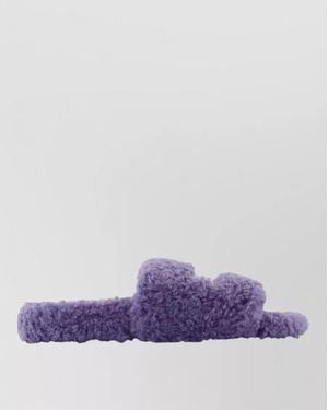Balenciaga Faux Fur Slippers - Purple
