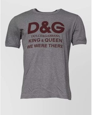Dolce & Gabbana Logo Print Cotton Crew Neck T Shirt - Gray
