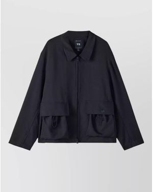 Y-3 Jacket Collar Long Sleeves Flap Pockets - Blue