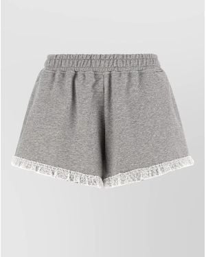 Ganni Isoli Lounge Shorts Elastic Waistband Lace - Grey