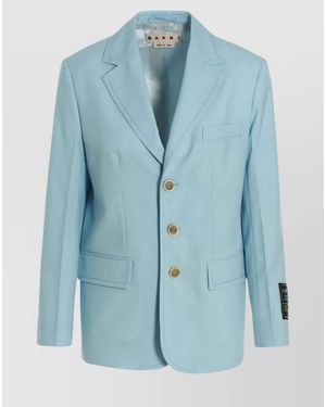 Marni Virgin Wool Single-Breasted Blazer - Blue