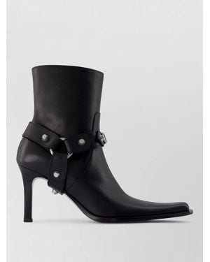 Balenciaga City Ha H090 Leather Ankle Boots - Black