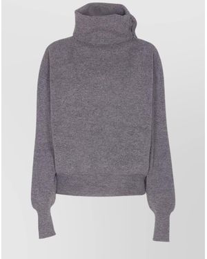 Haikure Virgin Wool High Neck Long Sleeve Jumper - Grey