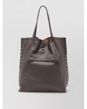 Zanellato Aspasso Saeta Medium Leather Tote Bag - Gray