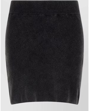 Alexander Wang Chenille Skirt Elastic Waistband Ribbed Texture - Black