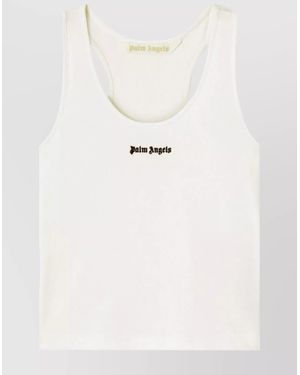 Palm Angels Ribbed Sleeveless Racerback Tank Top - Natural