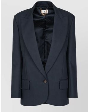Elisabetta Franchi Oversized Single-Breasted Blazer - Blue