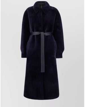 Blancha Reversible Shearling Coat - Blue