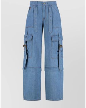 Versace Jeans Couture Cotton Cargo Wide-Leg Trousers - Blue