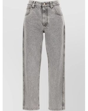 Brunello Cucinelli Cotton Mid-Rise Tapered Jeans - Grey