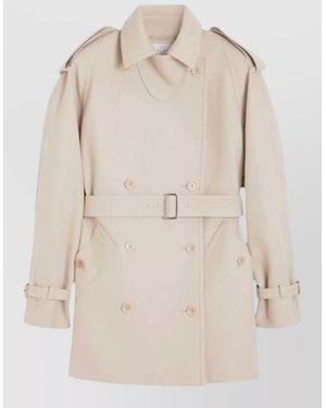 Max Mara Short Double Breasted Duster Coat Belt - Natural
