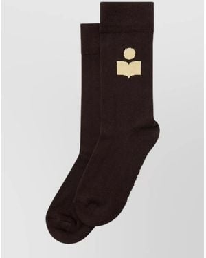 Isabel Marant Crew Socks Logo Detail Ribbed Design - Black