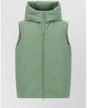 Jil Sander High Collar Sleeveless Quilted Jacket - Green