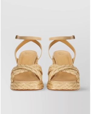 Castañer Braided Block Heel Open Toe Sandals - Natural