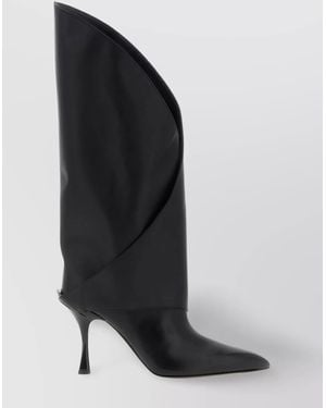 Balmain 'Twist' Leather Knee Boots With-Tone Detail - Black