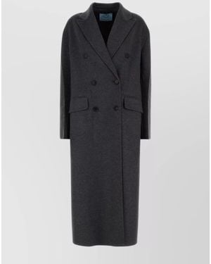 Prada Cashmere Wool Double-Breasted Coat - Black