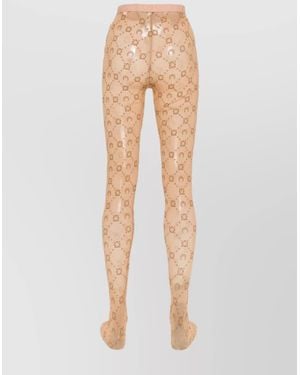 Marine Serre Signature Moonogram Footed Mesh Tights - White