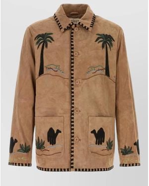 BAZISZT Suede Single Breasted Coat - Brown