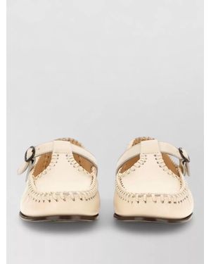 Hereu Loafers T Bar Moccasin Buckle Woven - Natural