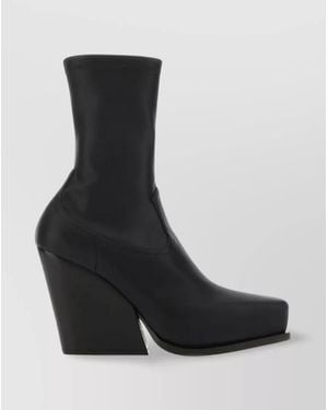 Stella McCartney Faux Leather Square-Toe Ankle Cowboy Boots - Black
