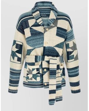 Polo Ralph Lauren Belted Cardigan Shawl Collar Patch Pockets - Blue