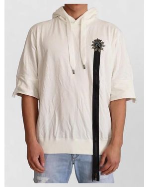 Dolce & Gabbana Cotton Hooded Short-Sleeve T-Shirt - Natural