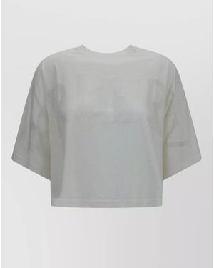 Burberry Cropped Logo Cotton T Shirt Short Sleeves - Gray
