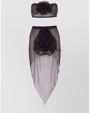 Santa Brands Floral Mesh Strapless Dress - Gray