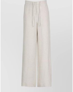Lardini Prince Of Wales Linen Wide Leg Trousers - White