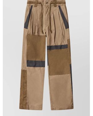 Isabel Marant Cotton Paneled Relaxed-Fit Pants - Natural