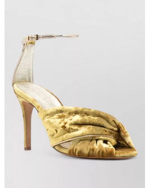 forte_forte Velvet Ankle Strap Ruched Open Toe Court Shoes - Metallic