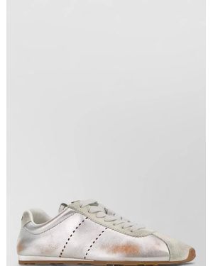 Miu Miu Leather Plume Lace Up Trainers Casual - White