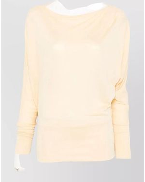 TOTEME Boat Neck Jumper Draped Design Long Sleeves - Natural