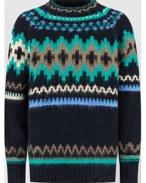 Paul Smith Embroidered Wool And Alpaca Sweater - Blue