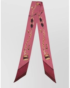 Chloé Chain Print Rectangular Silk Fashion Tie - Red