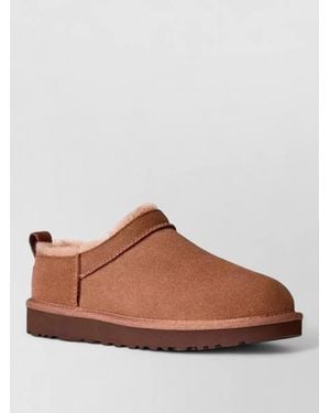 UGG Slippers Round Toe Flat Sole Pull Tab - Brown