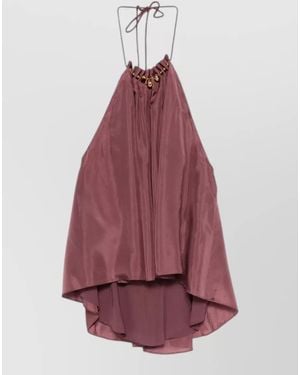 Zimmermann Aster Silk Halter Top Asymmetric Back - Purple