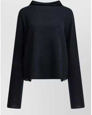 Lisa Yang Cowl Neck Relaxed Fit Long Sleeve Top - Blue