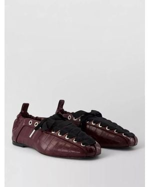 Ganni Pelinova Lace Up Ballerina Shoes Leather - Brown
