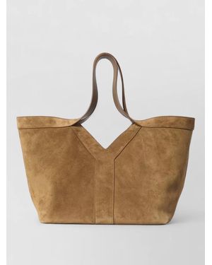 Saint Laurent Small Suede Calfskin Tote Bag - Natural
