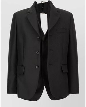 Comme des Garçons Layered Blazer Notch Lapel Chest Pocket - Black
