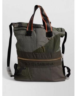 Dolce & Gabbana Patchwork Canvas Rucksack Tote Bag - Black