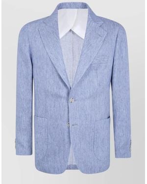 Barba Napoli Linen Suit Jacket - Blue