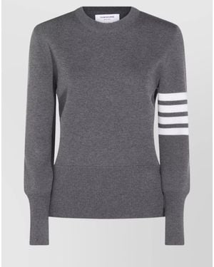 Thom Browne Ribbed Wool Crewneck Sweater - Gray