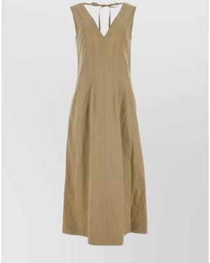 Bottega Veneta Cotton Blend Midi Dress - Natural