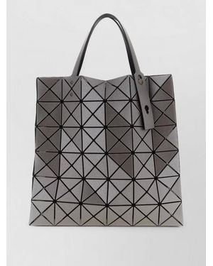 Issey Miyake Metallic Shoulder Bag Geometric Pattern Handles - Grey